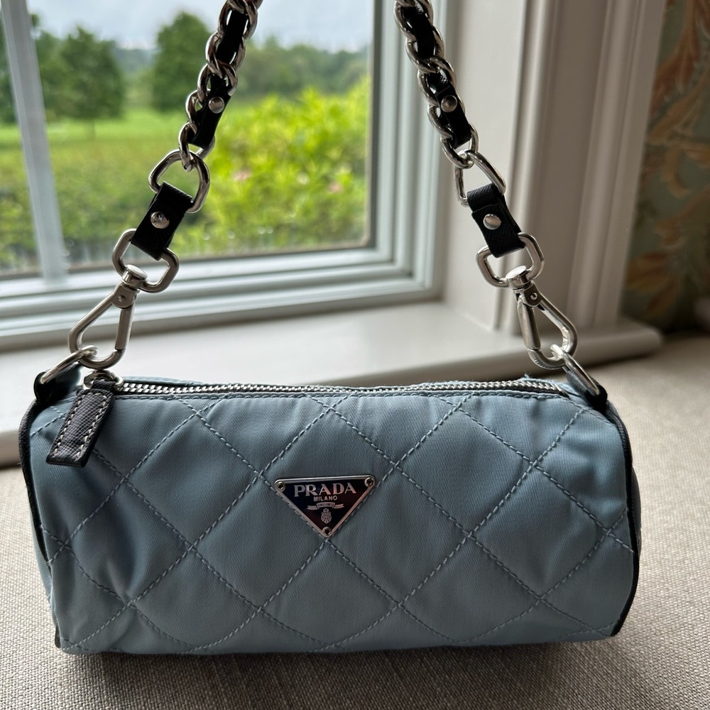 Prada Quilted Mini Duffel with Black leather/silver chain strap